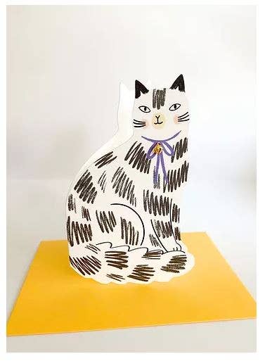 Sitting Kitty Cat Shaped Greeting Card