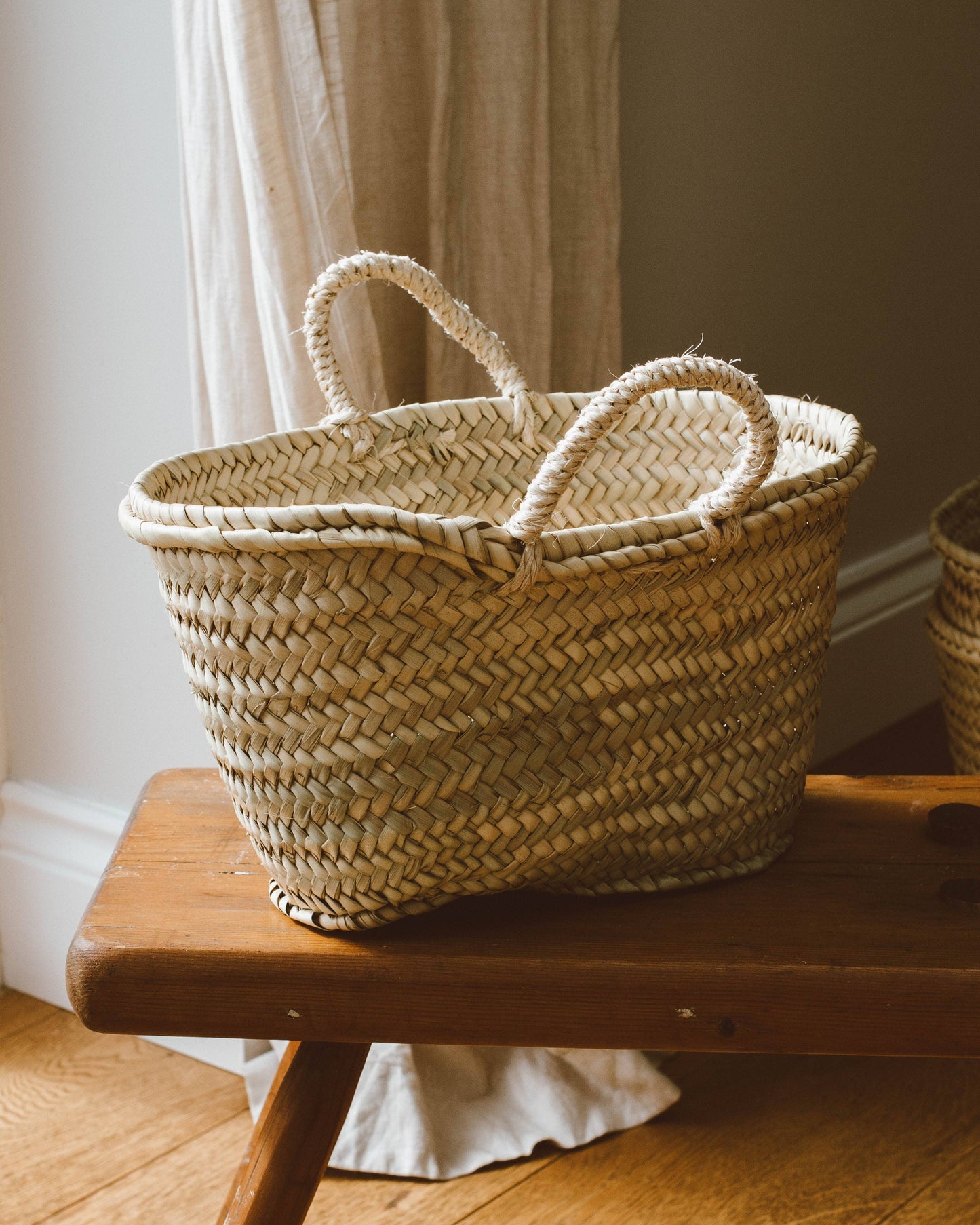 Vegan Mini French Market Basket Bag