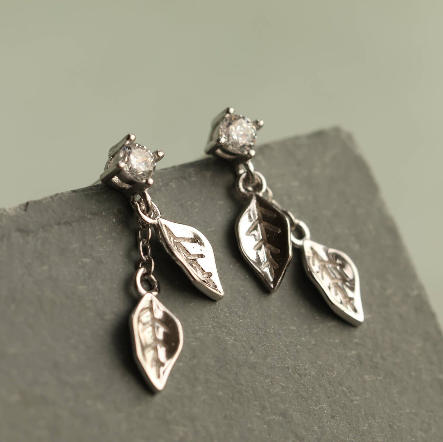 Sterling Silver Leaf Dangle Earrings