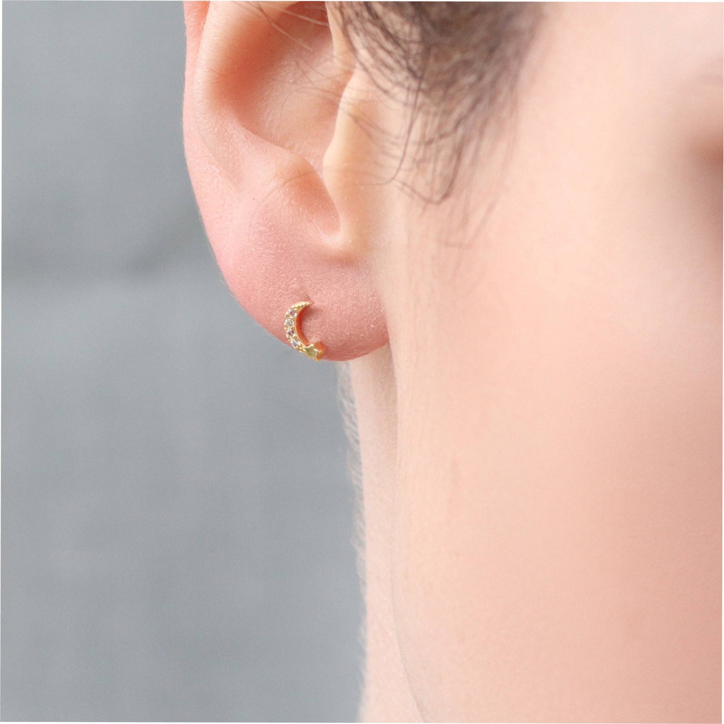 Gold Vermeil Moon Stud Earrings
