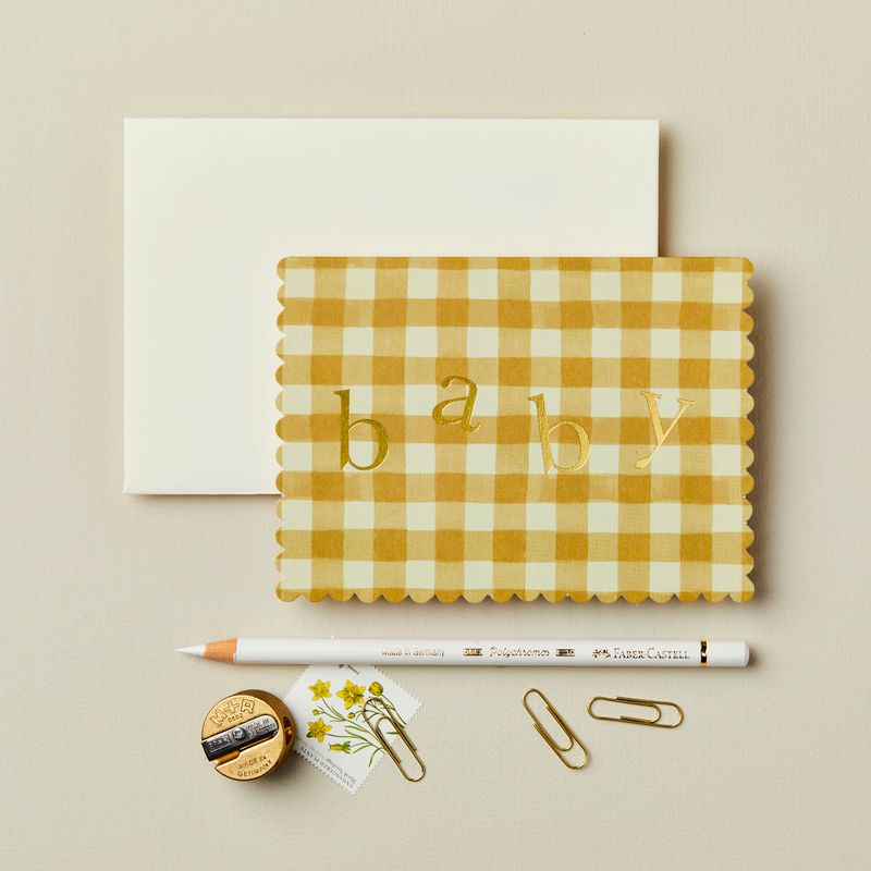 Baby Yellow Gingham New Baby Card