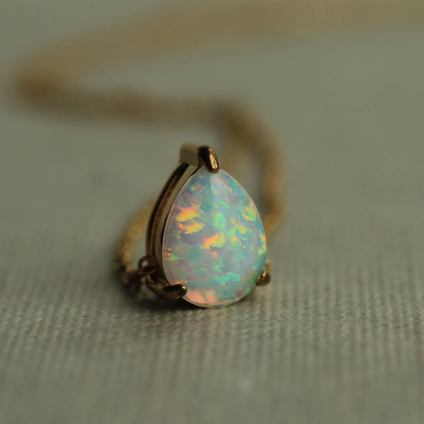 Opal Teardrop Pendant Necklace