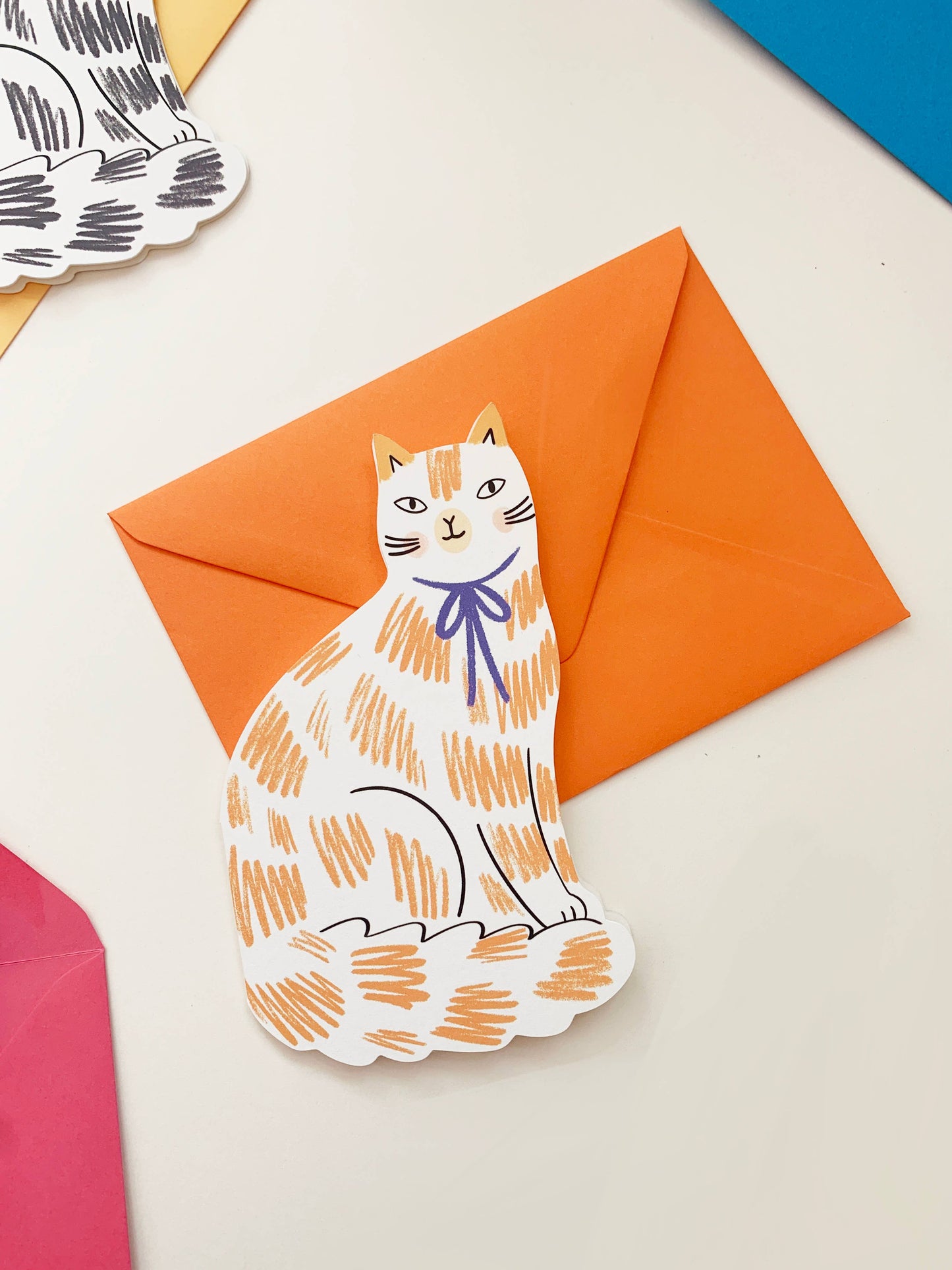 Sitting Kitty Cat Shaped Greeting Card