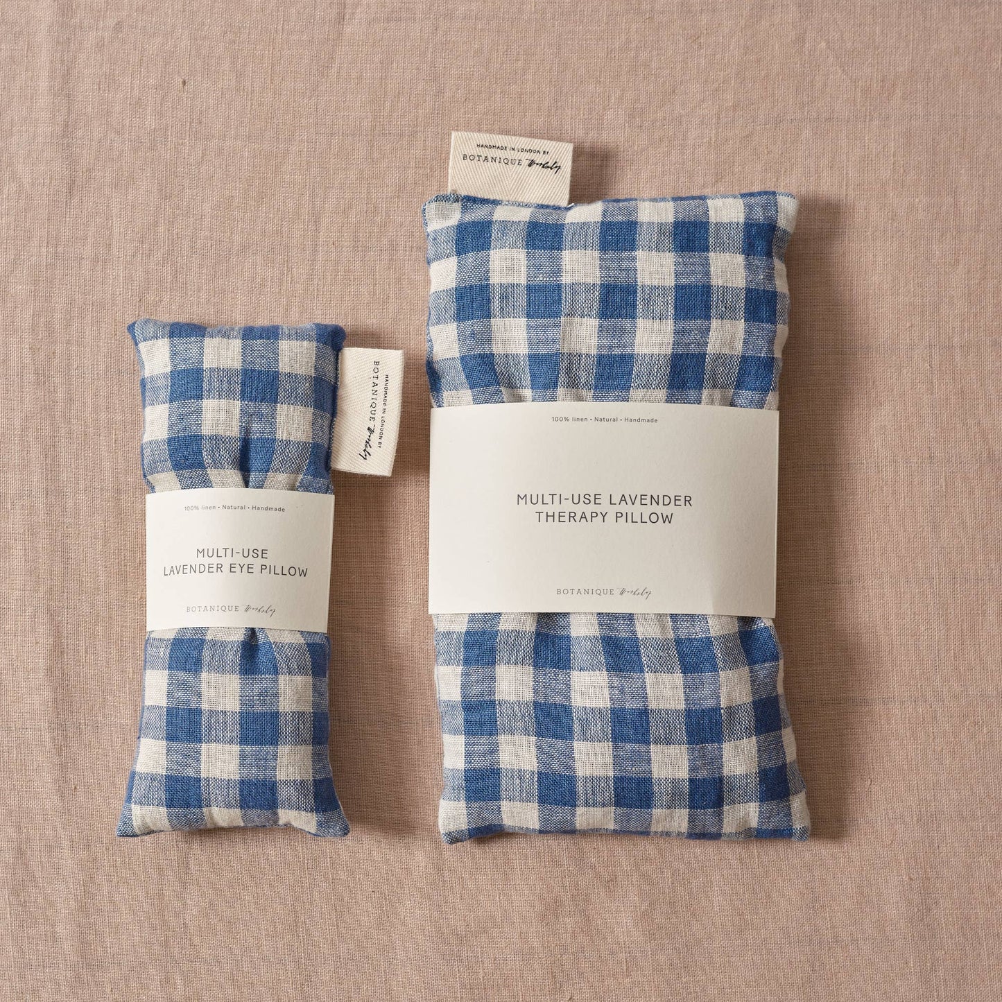 Blue Linen Gingham Hot & Cold Use Lavender Therapy Pillow