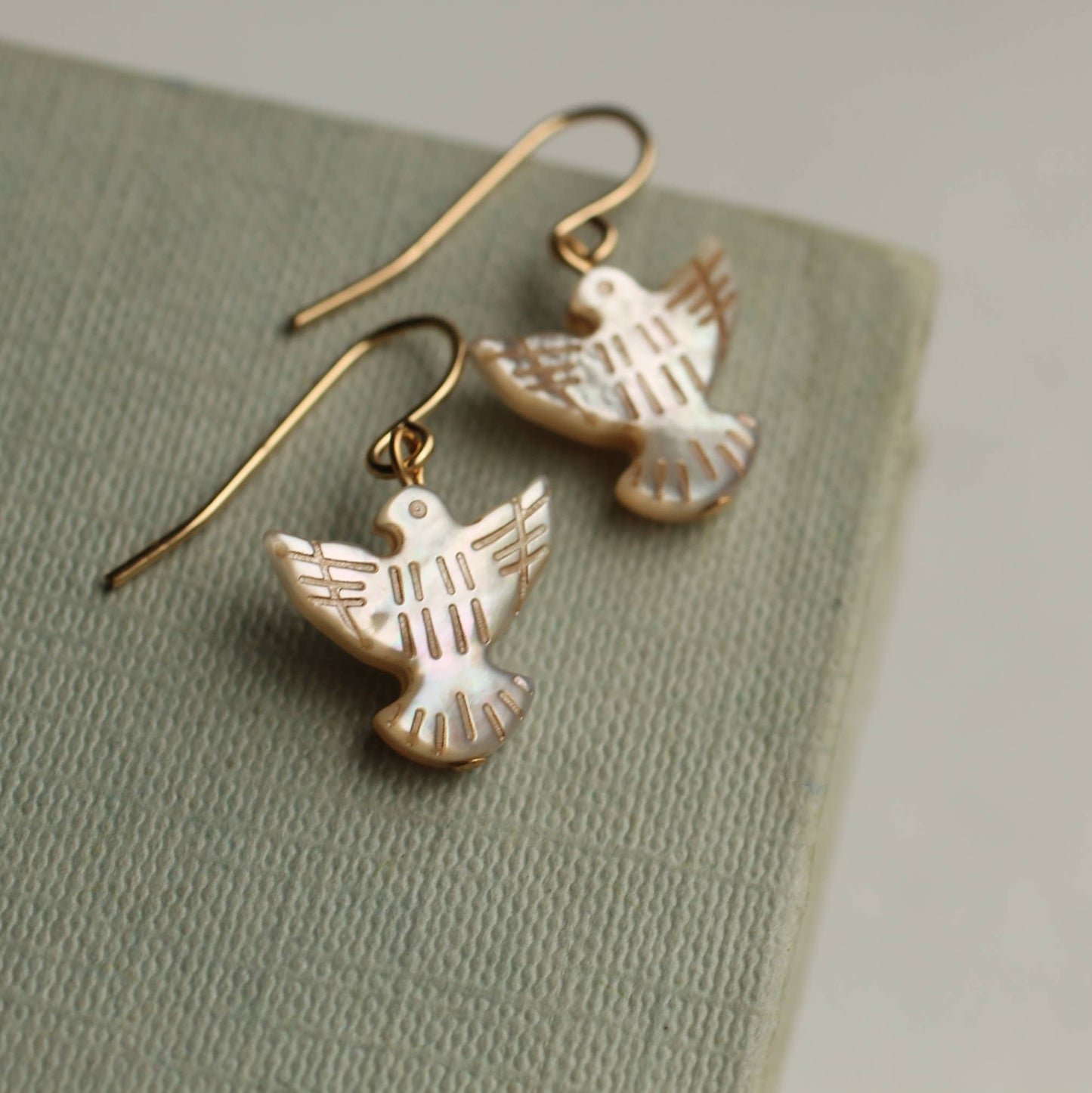 Mother of Pearl Dove Bird Earrings