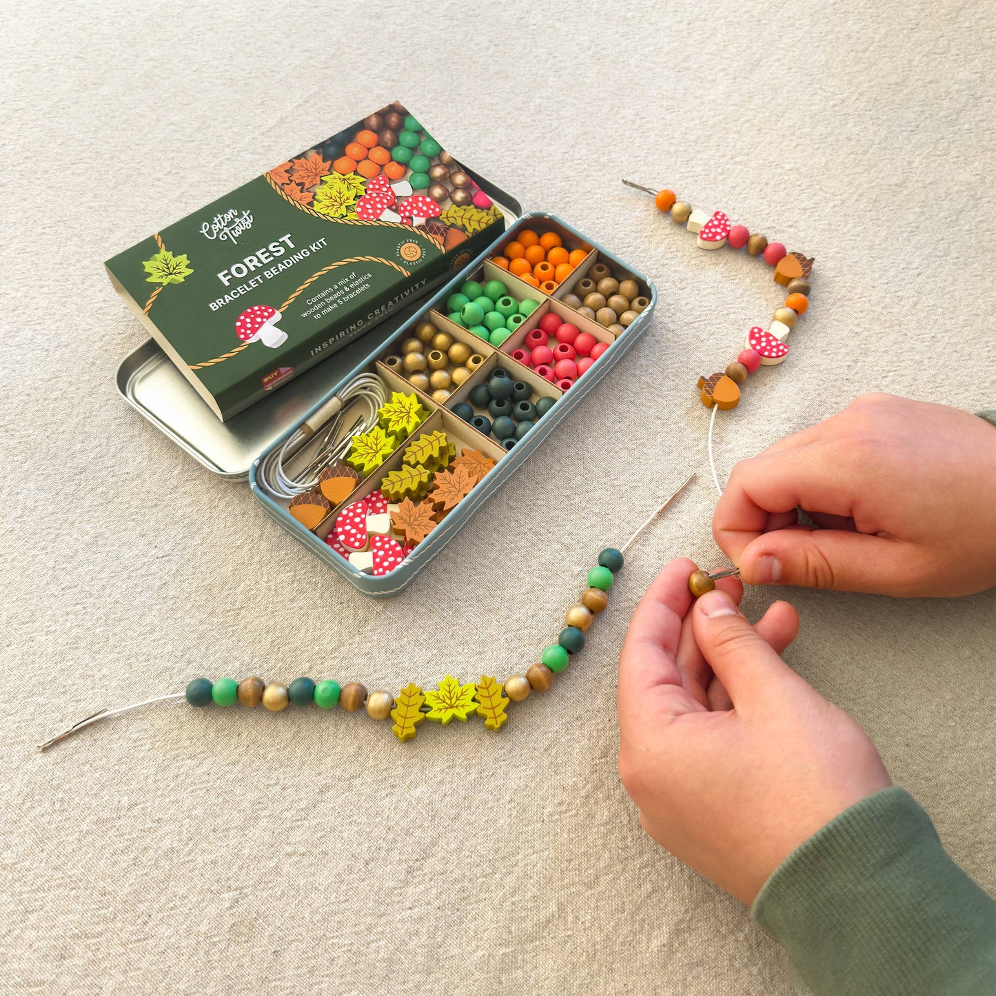 Forest Bracelet Wooden Bead Jewellery Making Friendship Bracelet Kit Childrens