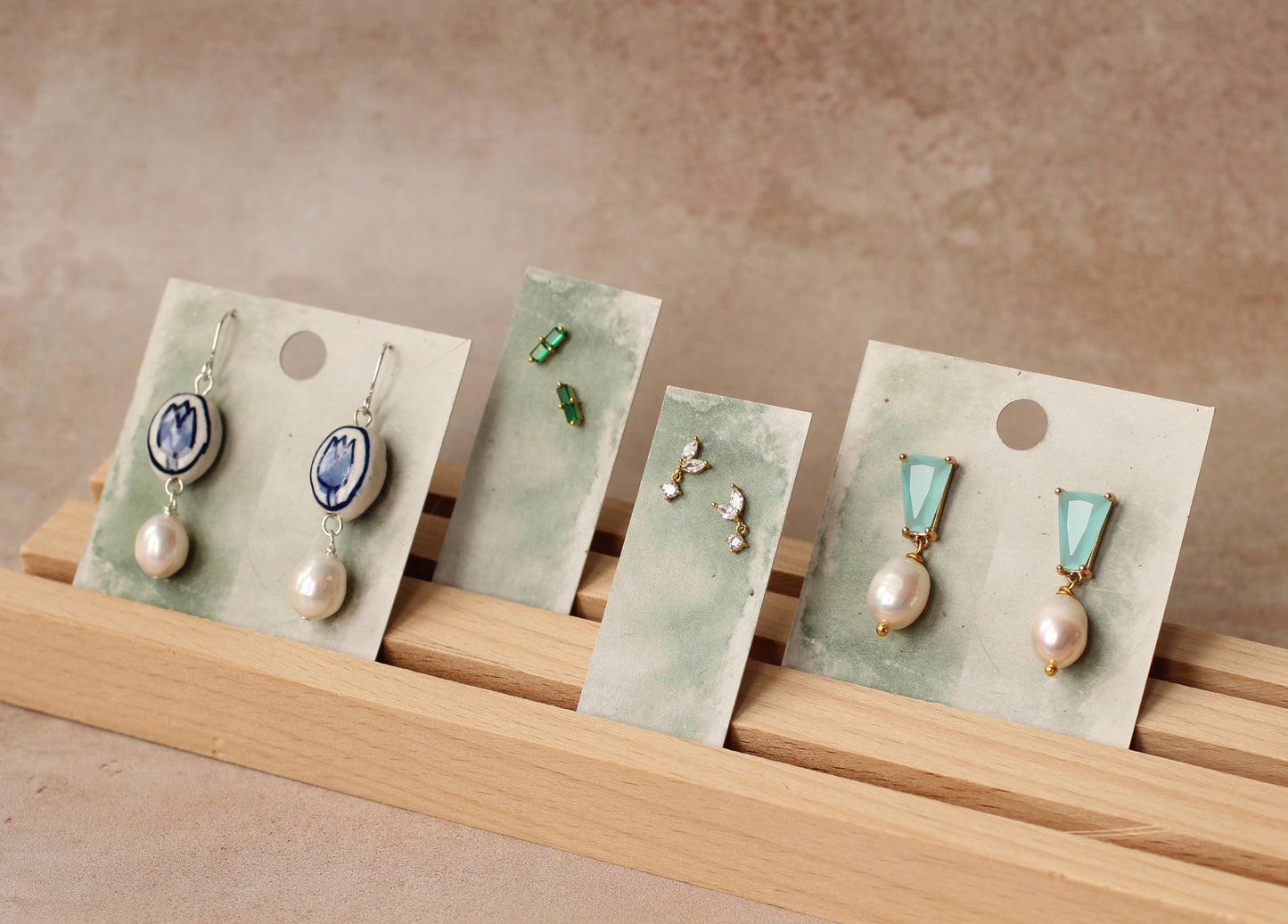 Blue Opal Stud Earrings