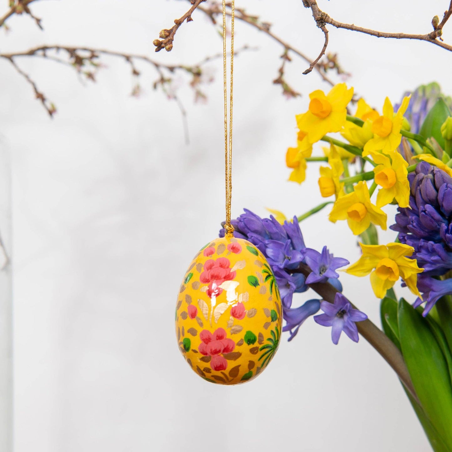 Golden Yellow Kashmiri Hand Painted Easter Egg