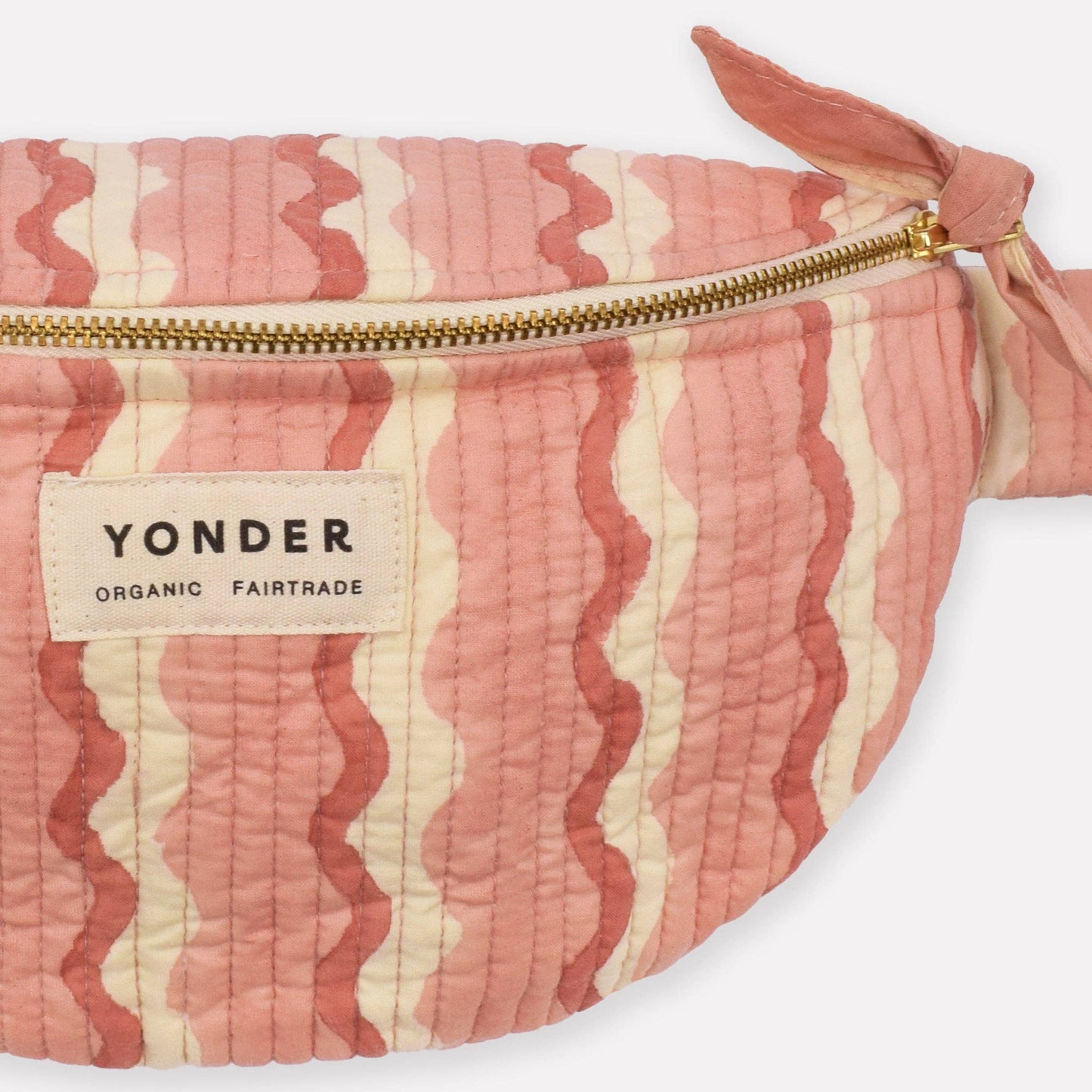 Organic Cotton Quilted Bumbag Hand Block Printed in Wiggle Floss