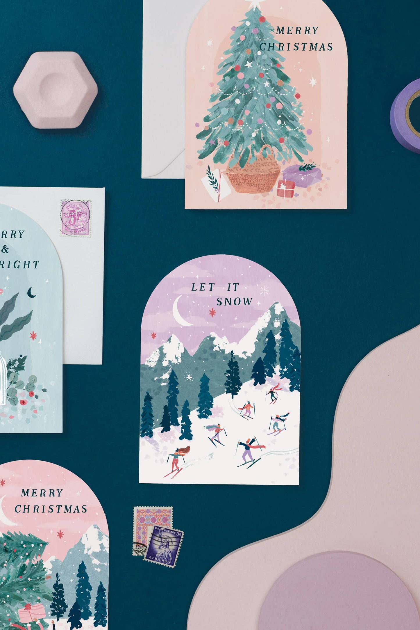 Skiers Christmas Card | Holiday Card | Seasonal Cards