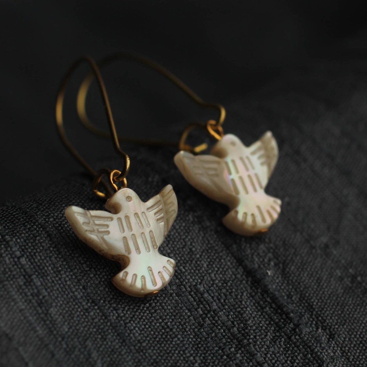 Mother of Pearl Dove Bird Earrings