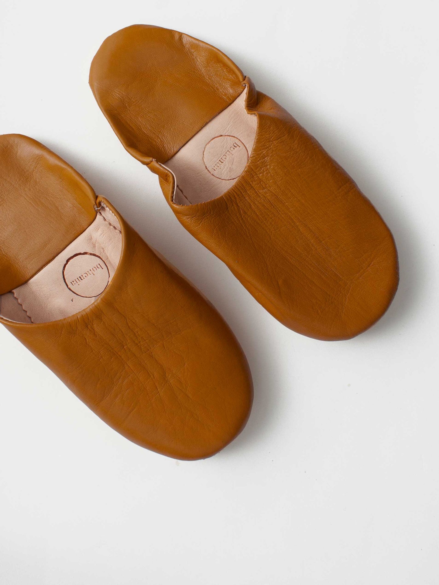 Moroccan Babouche Slippers, Caramel