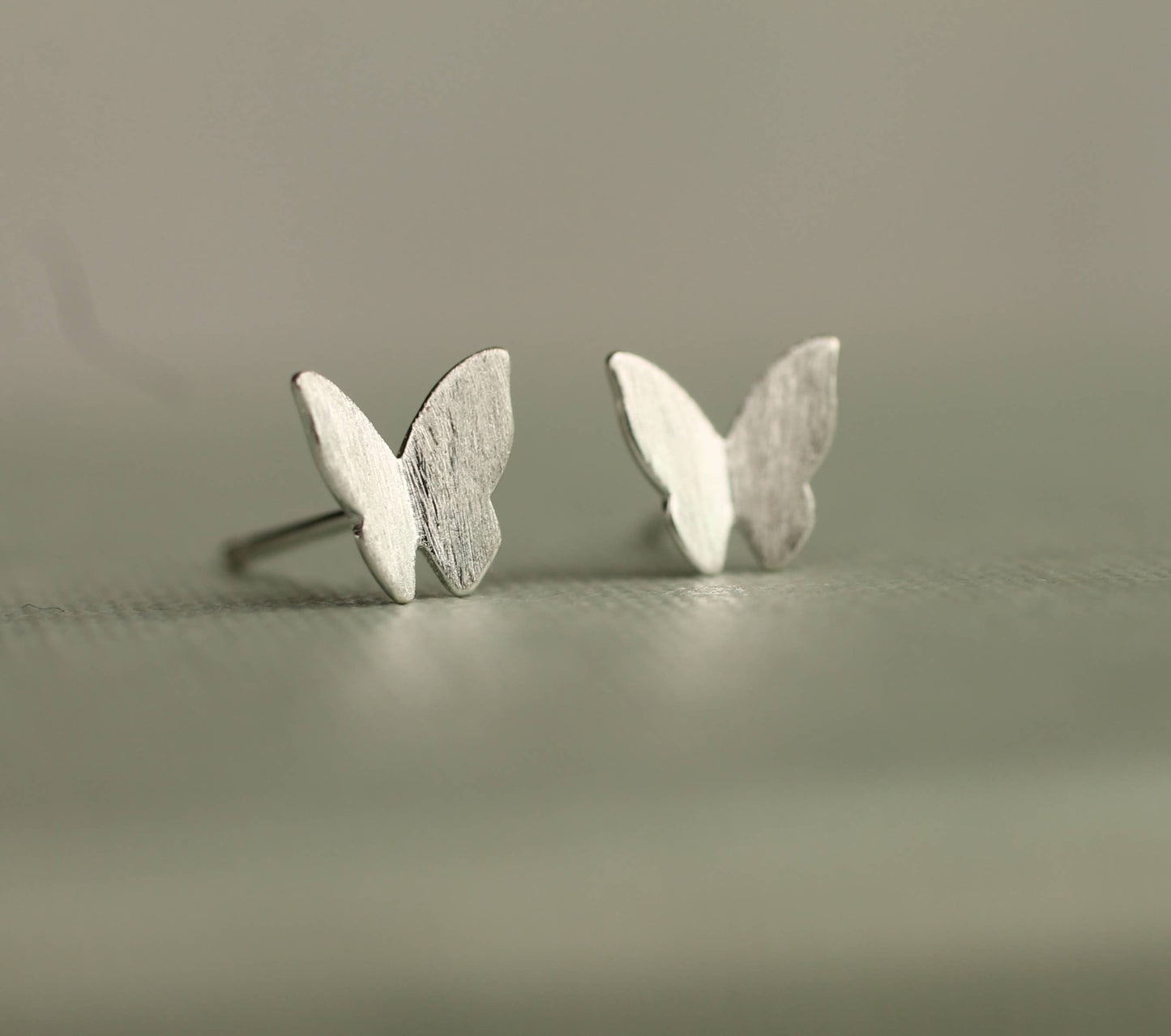 Sterling Silver Butterfly Silhouette Stud Earrings