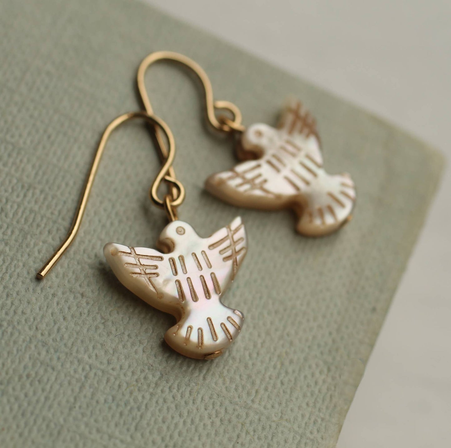 Mother of Pearl Dove Bird Earrings