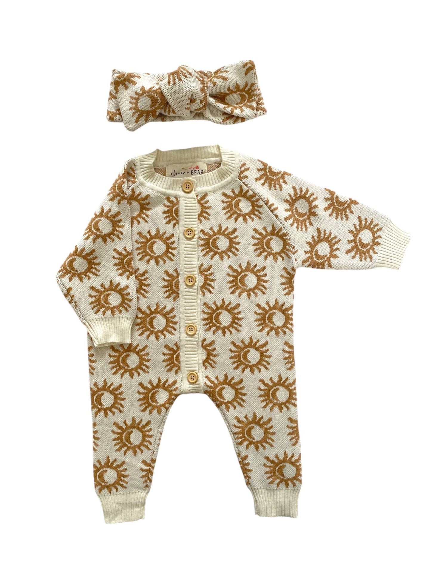 Knitted 100% Cotton Onesie Romper in Golden Sun