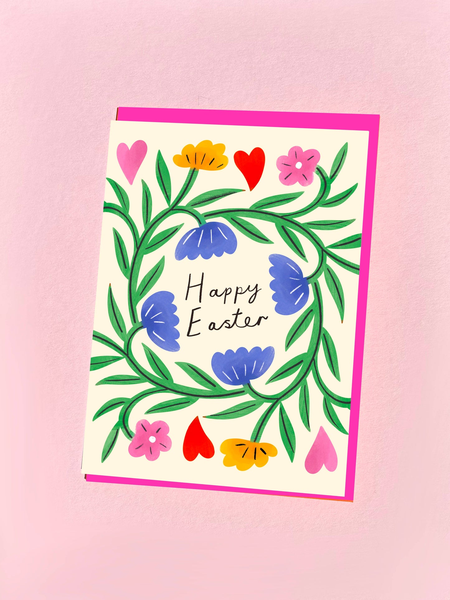Floral Swirl Print Happy Easter Greetings Card