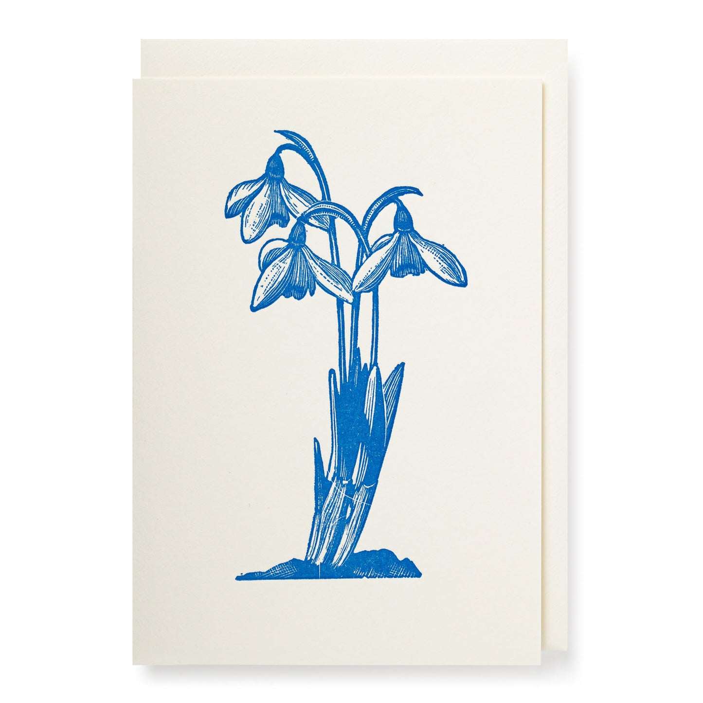 Blue Snowdrop Letterpress Printed Blank Card