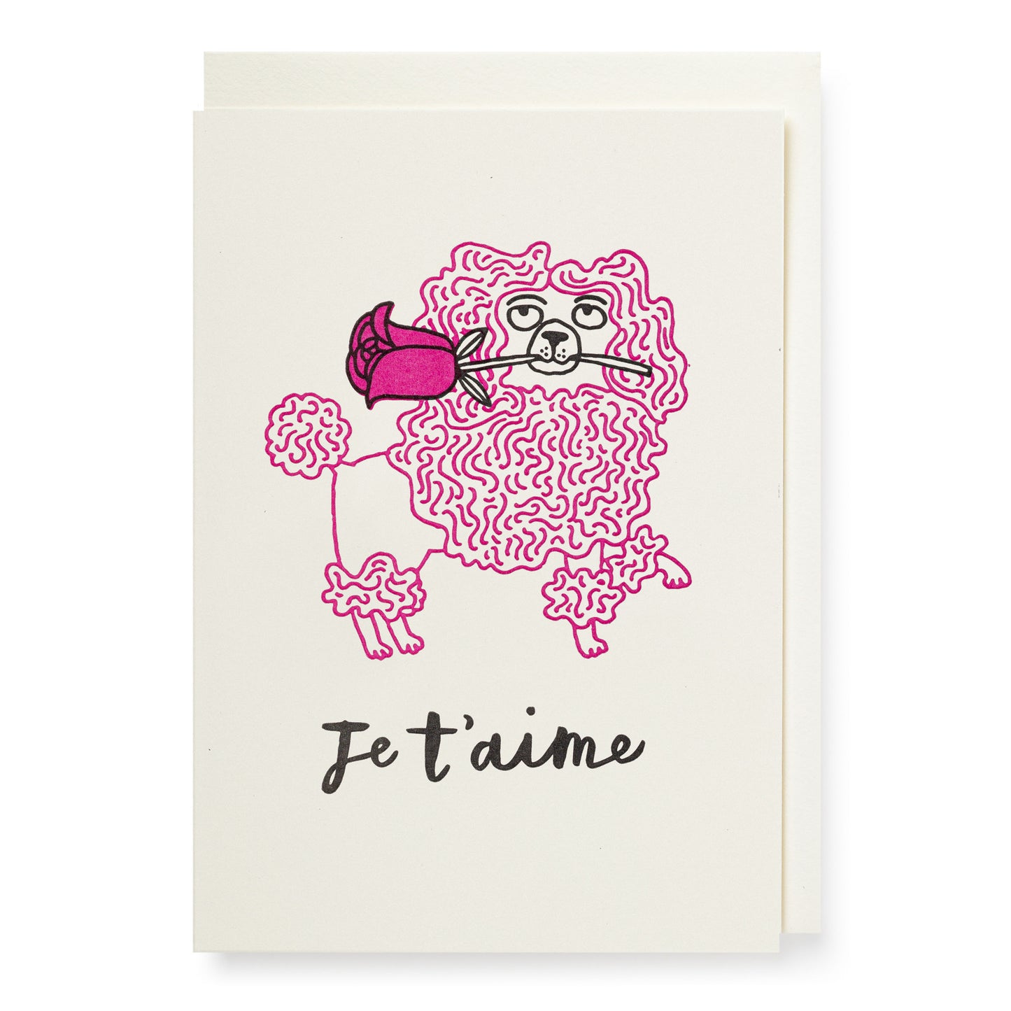 Je t'aime Poodle Letterpress Printed Love You card