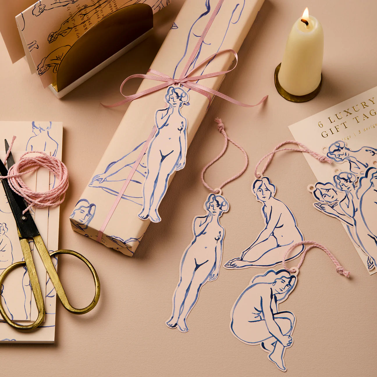 Blue Nude Gift Tags, Pack of 6