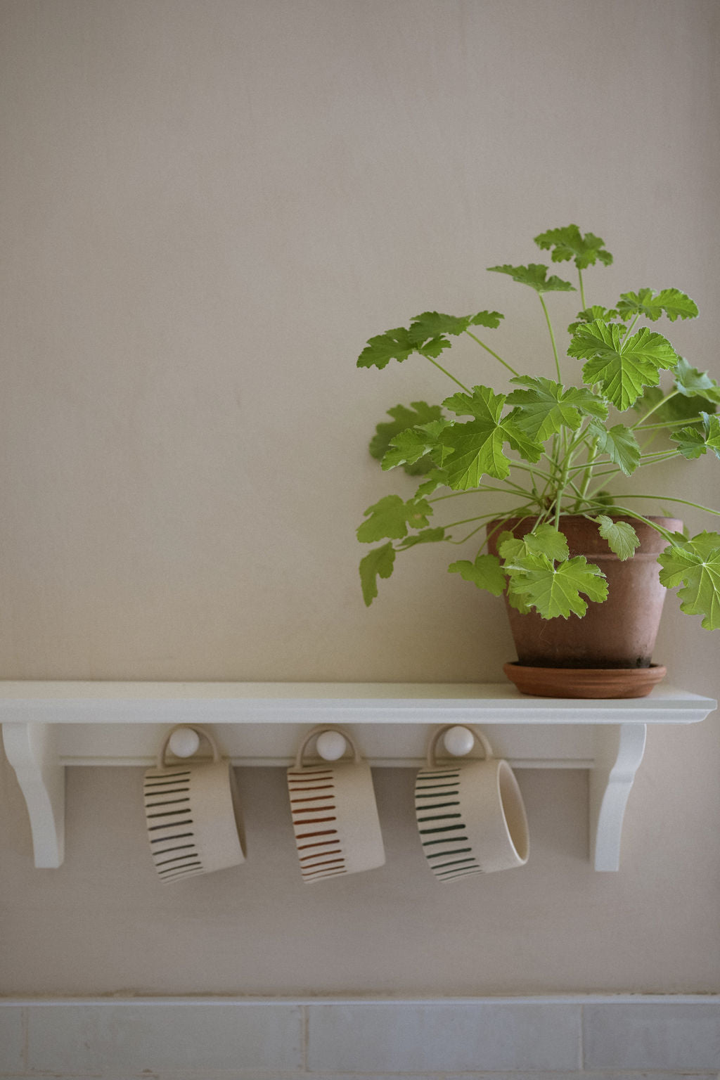 Handmade Ridged Painted Mug - Forest Green