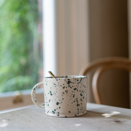 Hand Painted Stoneware Mugs - Splatter (Forest)