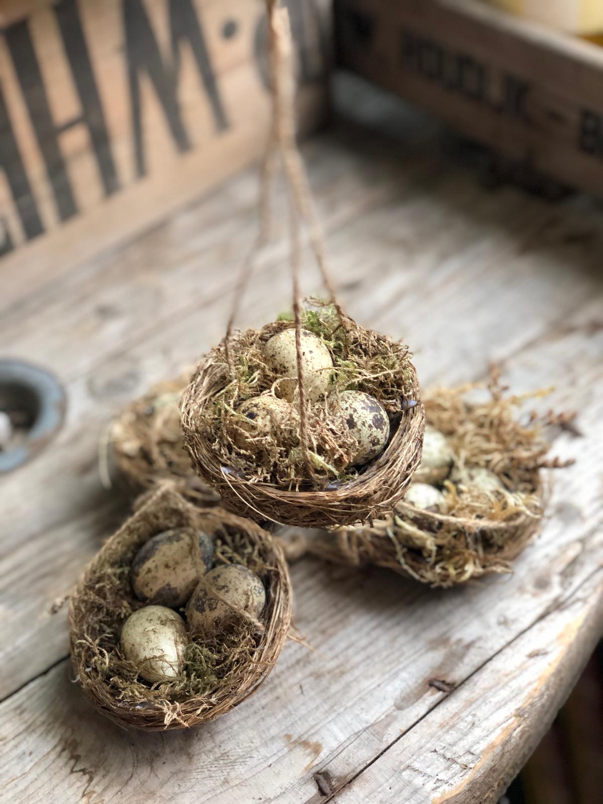 Handmade Quail Egg Hanging Easter Nests Decorations