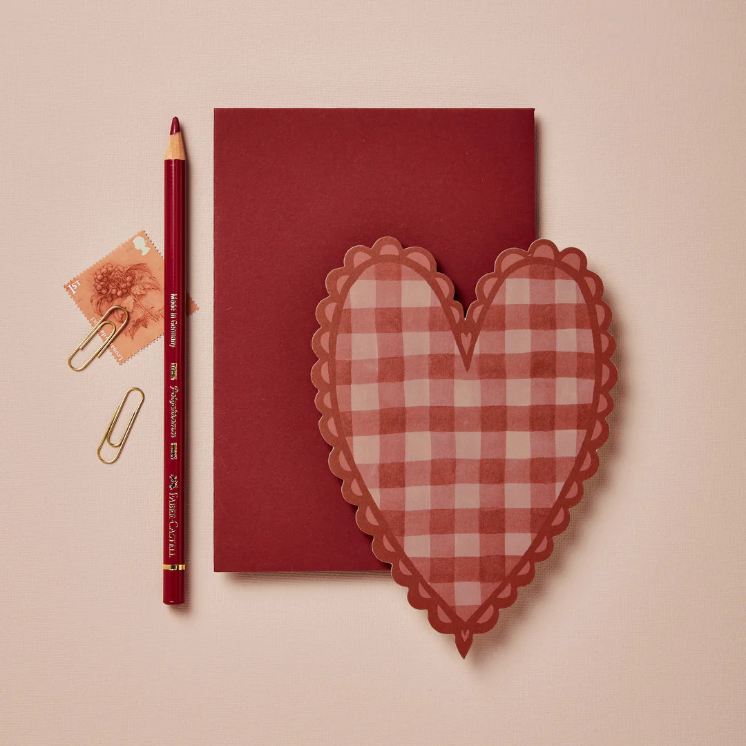 Red Gingham Heart Shaped Card Valentines