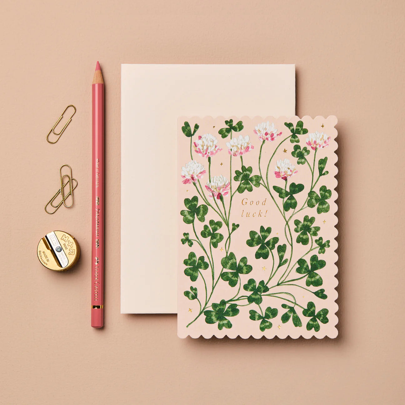 Good Luck Clover Flowers Card