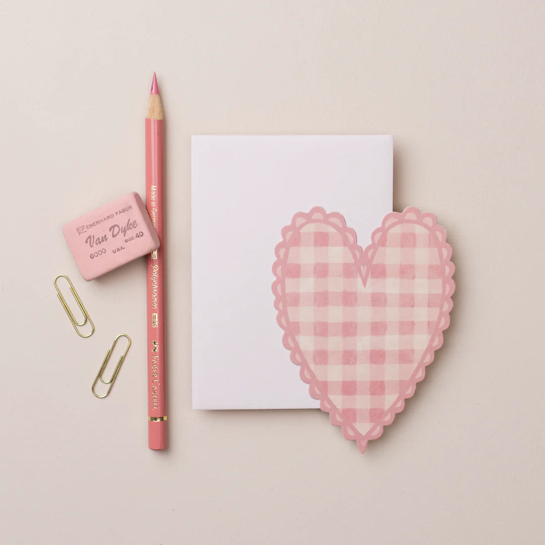 Pink Gingham Heart Mini Card Valentines