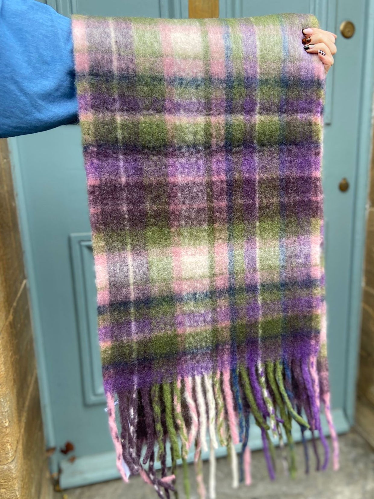 Tartan Super Soft Cosy Scarf, Purple & Green