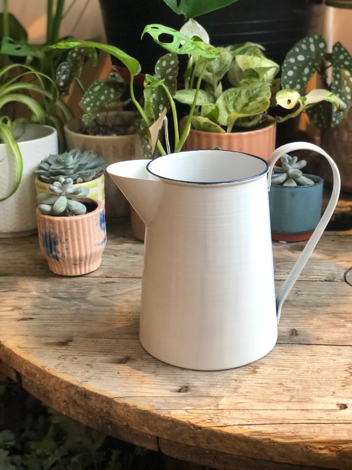 White Enamel Jug Vintage