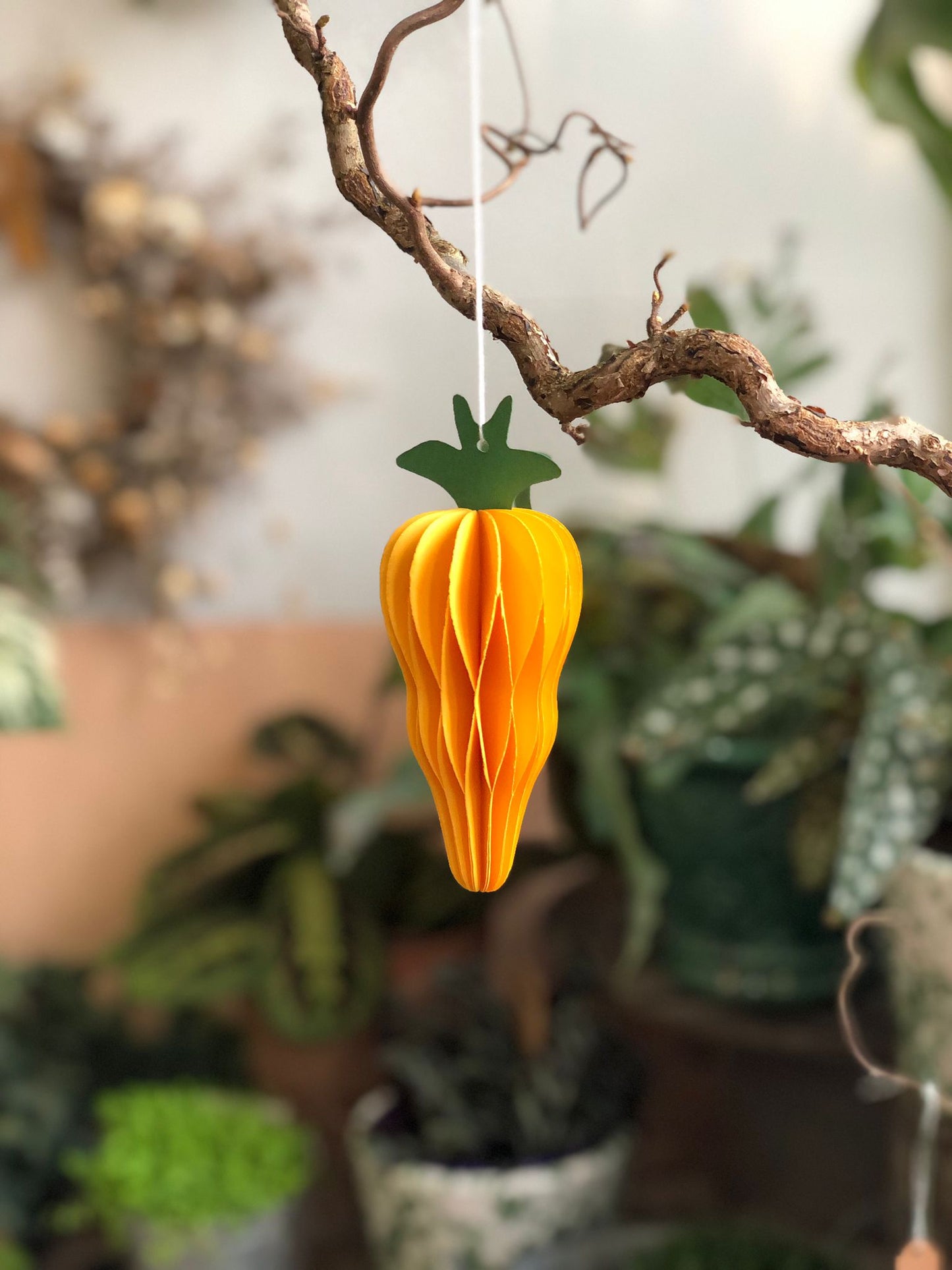 Honeycomb Orange Carrots Easter Hanging Decorations