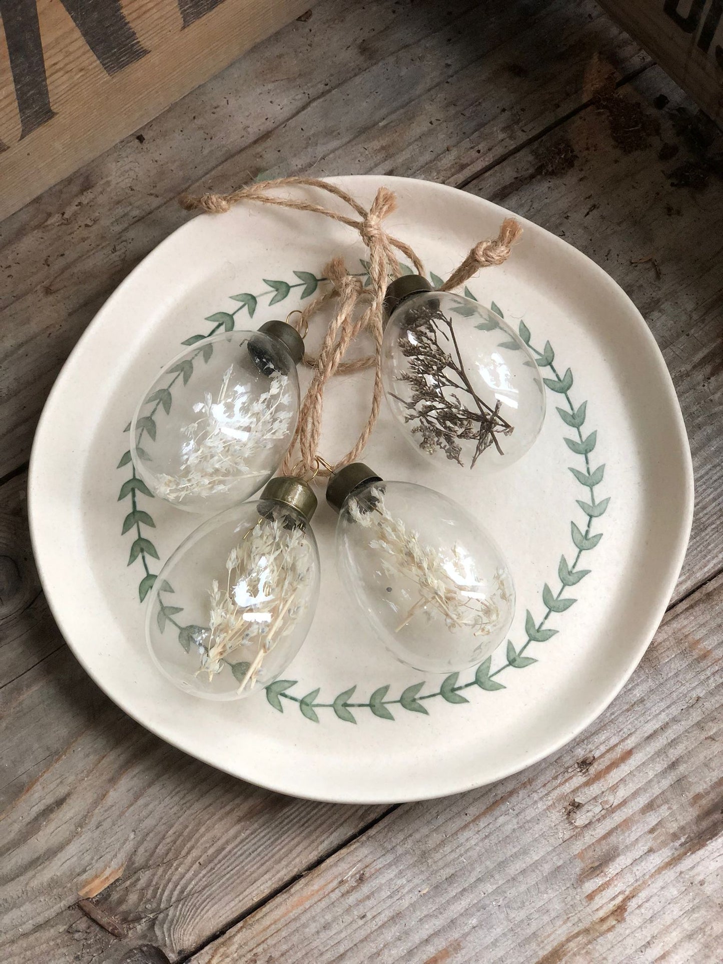 Glass Dried Flower Easter Eggs Decorations