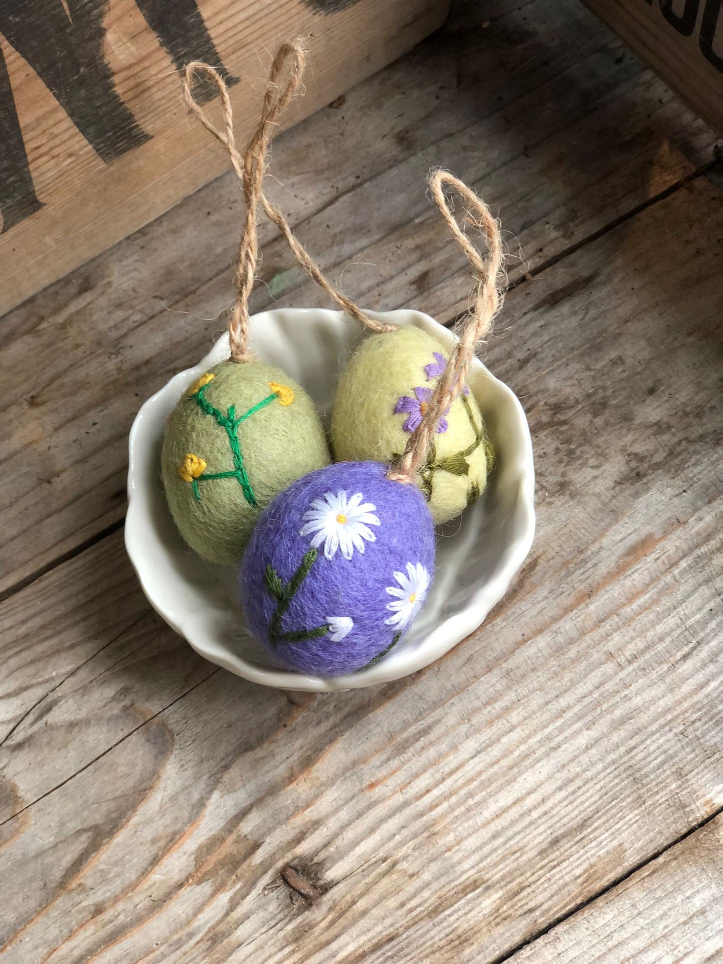 Handmade Felt Embroidered Easter Eggs