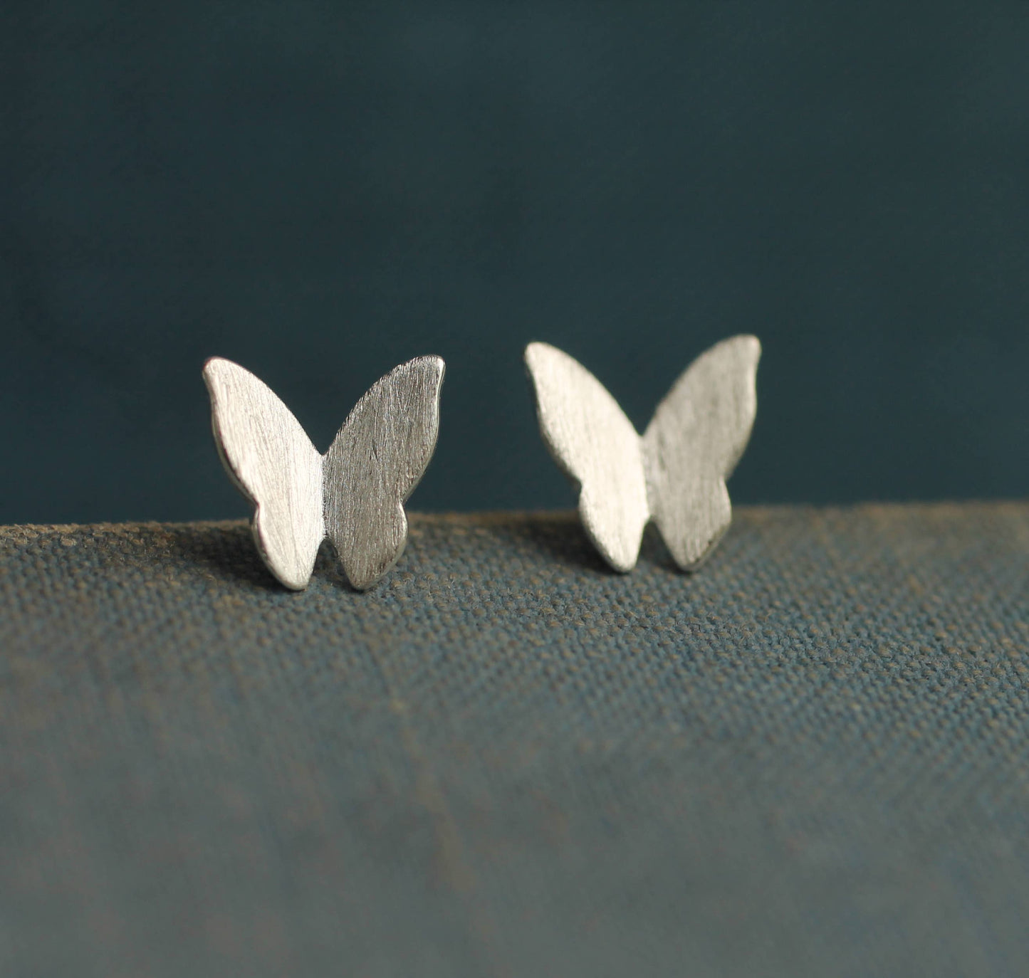 Sterling Silver Butterfly Silhouette Stud Earrings