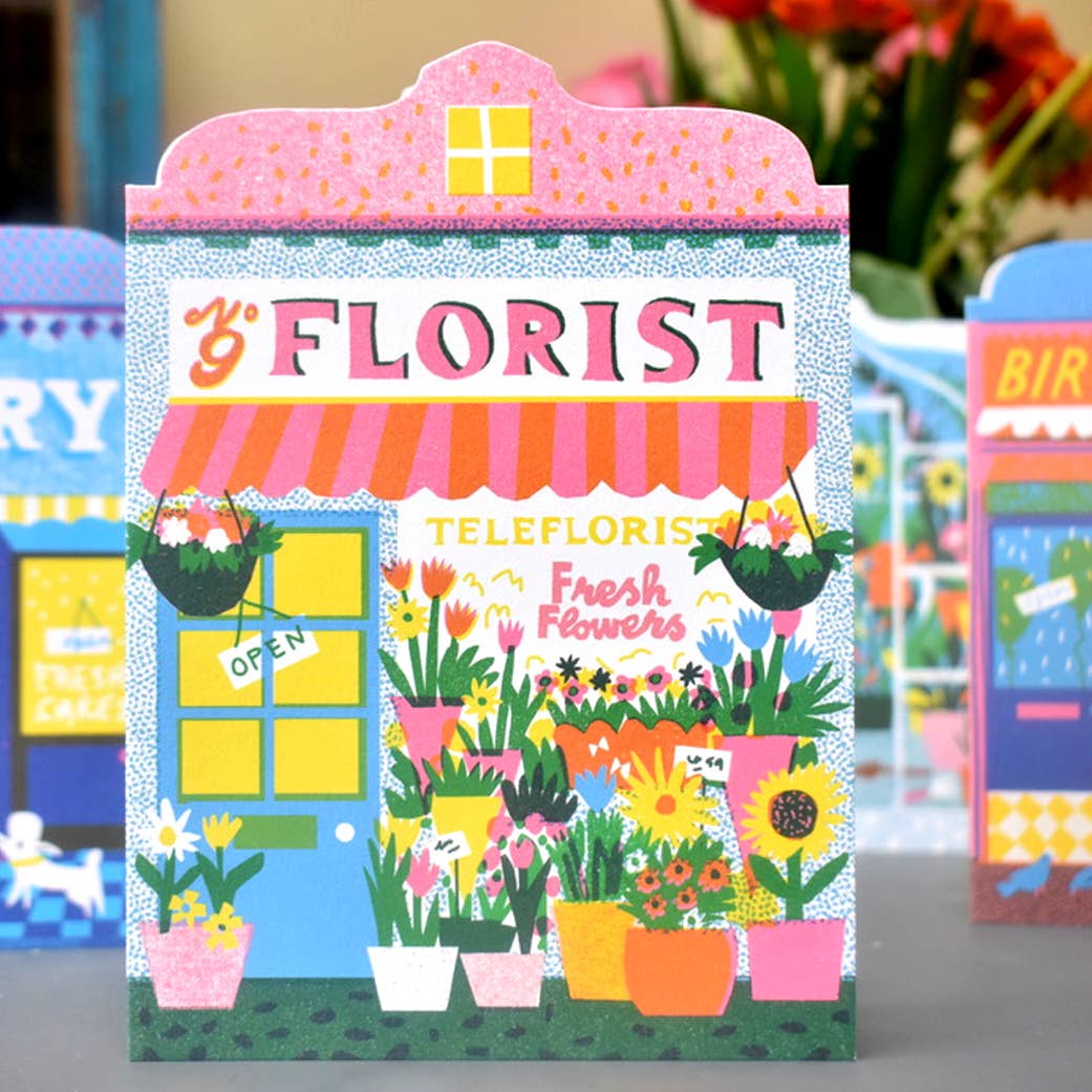 Florist Flower Shop Die Cut Card