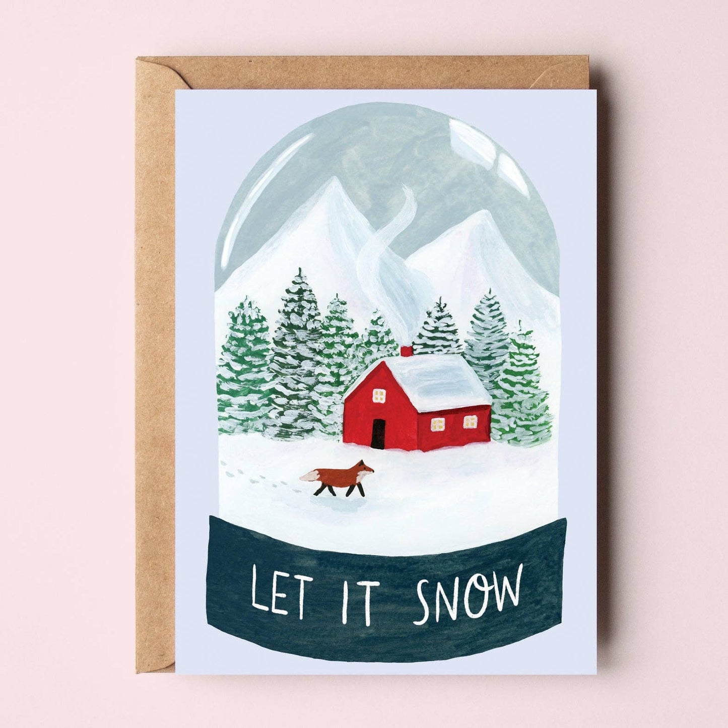Let It Snow Christmas Card - Christmas Cabin Snow Globe
