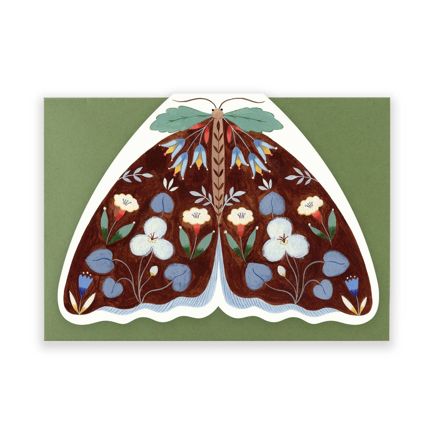 Brown Floral Moth shaped card