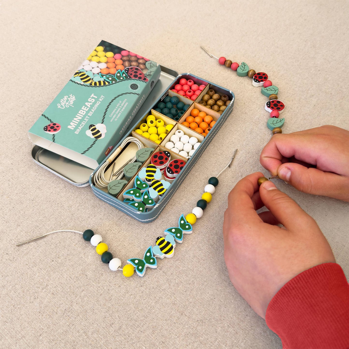 Minibeast Bracelet Wooden Bead Jewellery Making Friendship Bracelet Kit Childrens