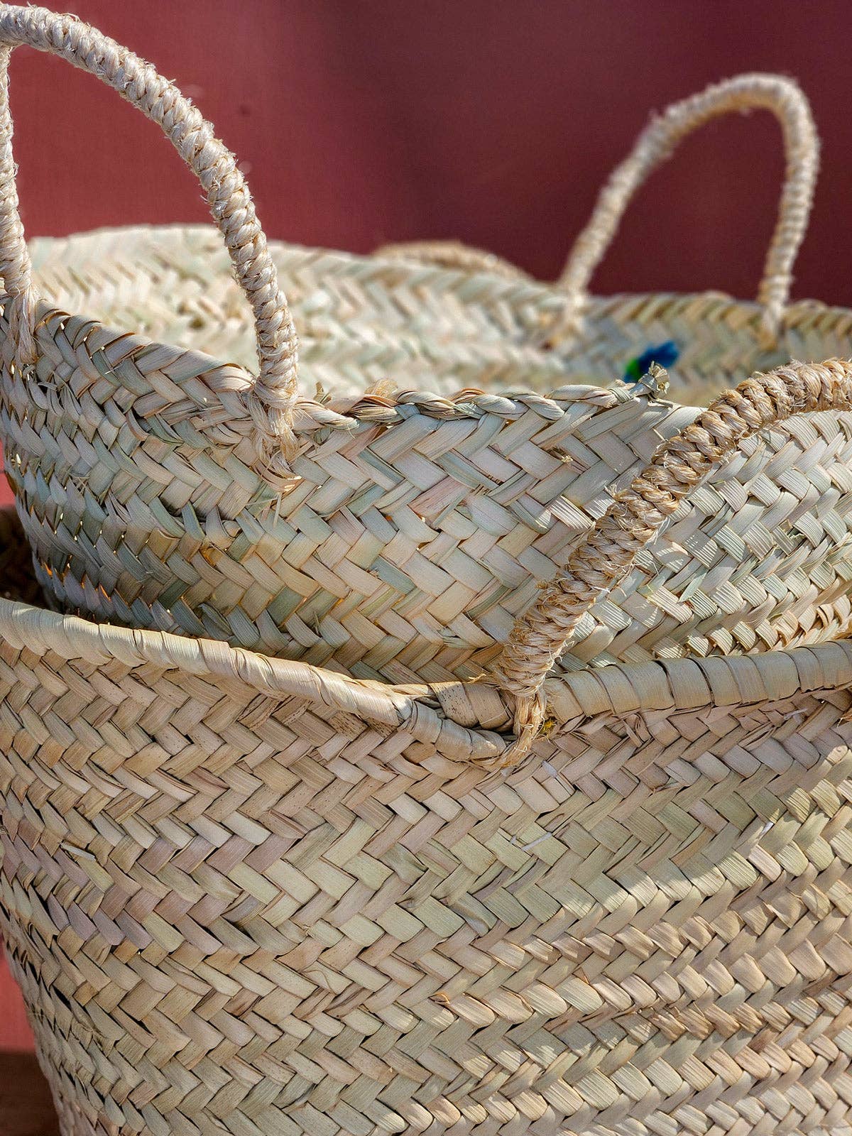 Hand Embroidered Market Basket, Peas