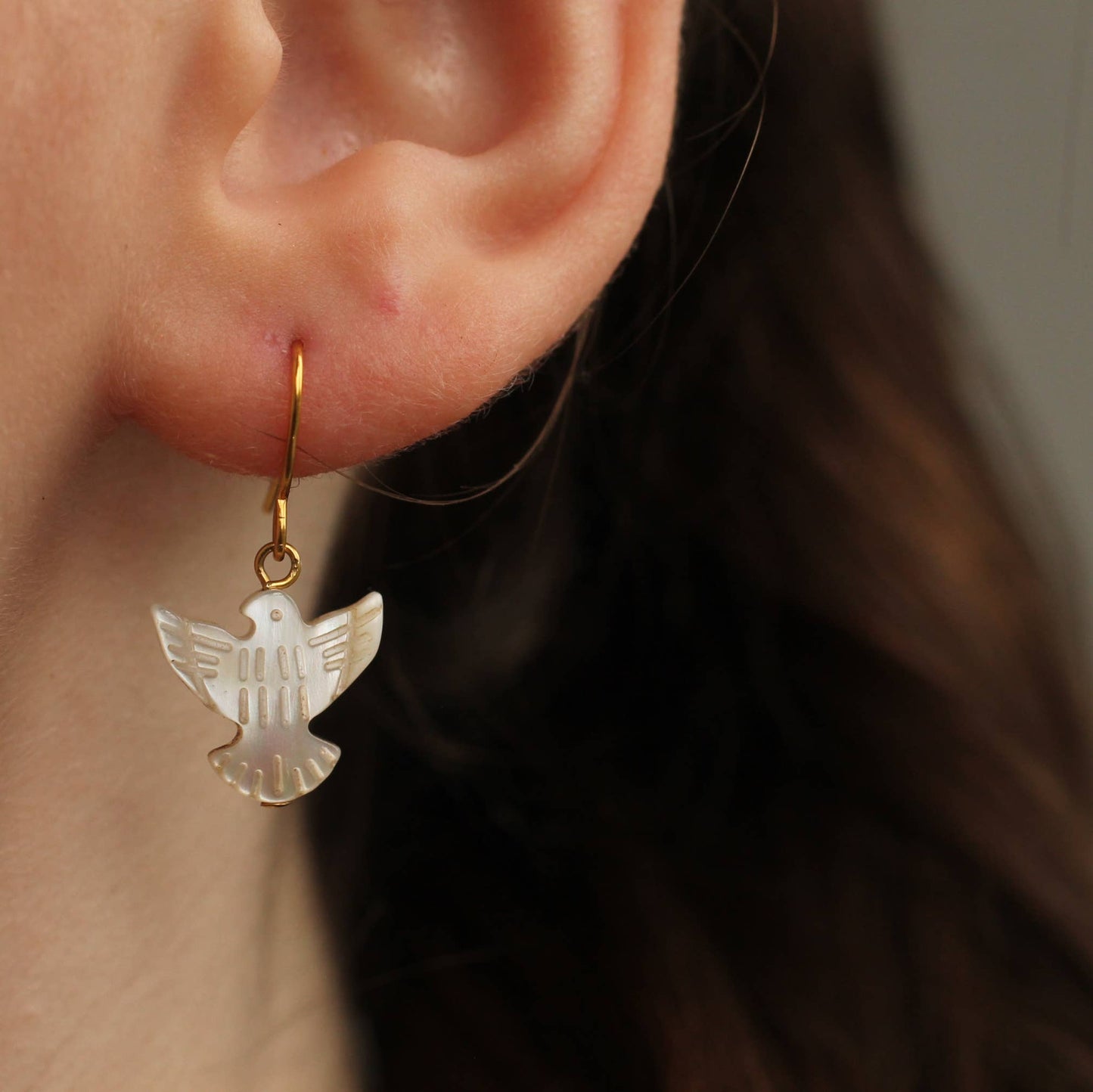 Mother of Pearl Dove Bird Earrings