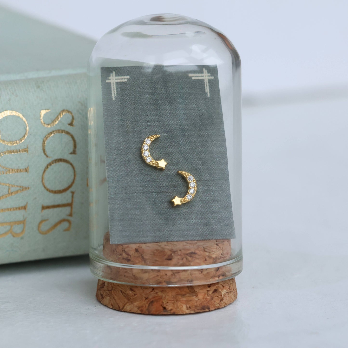Gold Vermeil Moon Stud Earrings