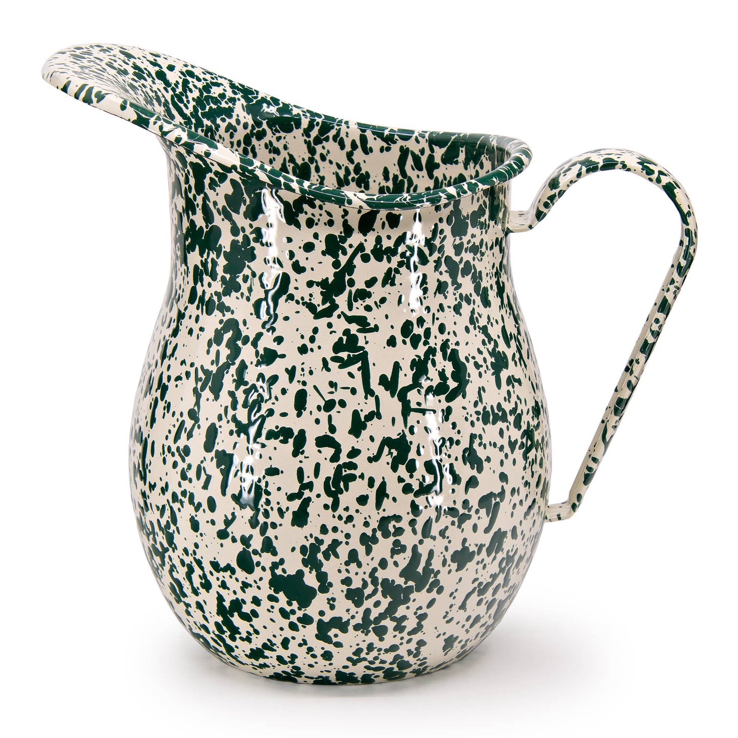 Large Pitcher Splatterwear Green & Cream Enamelware
