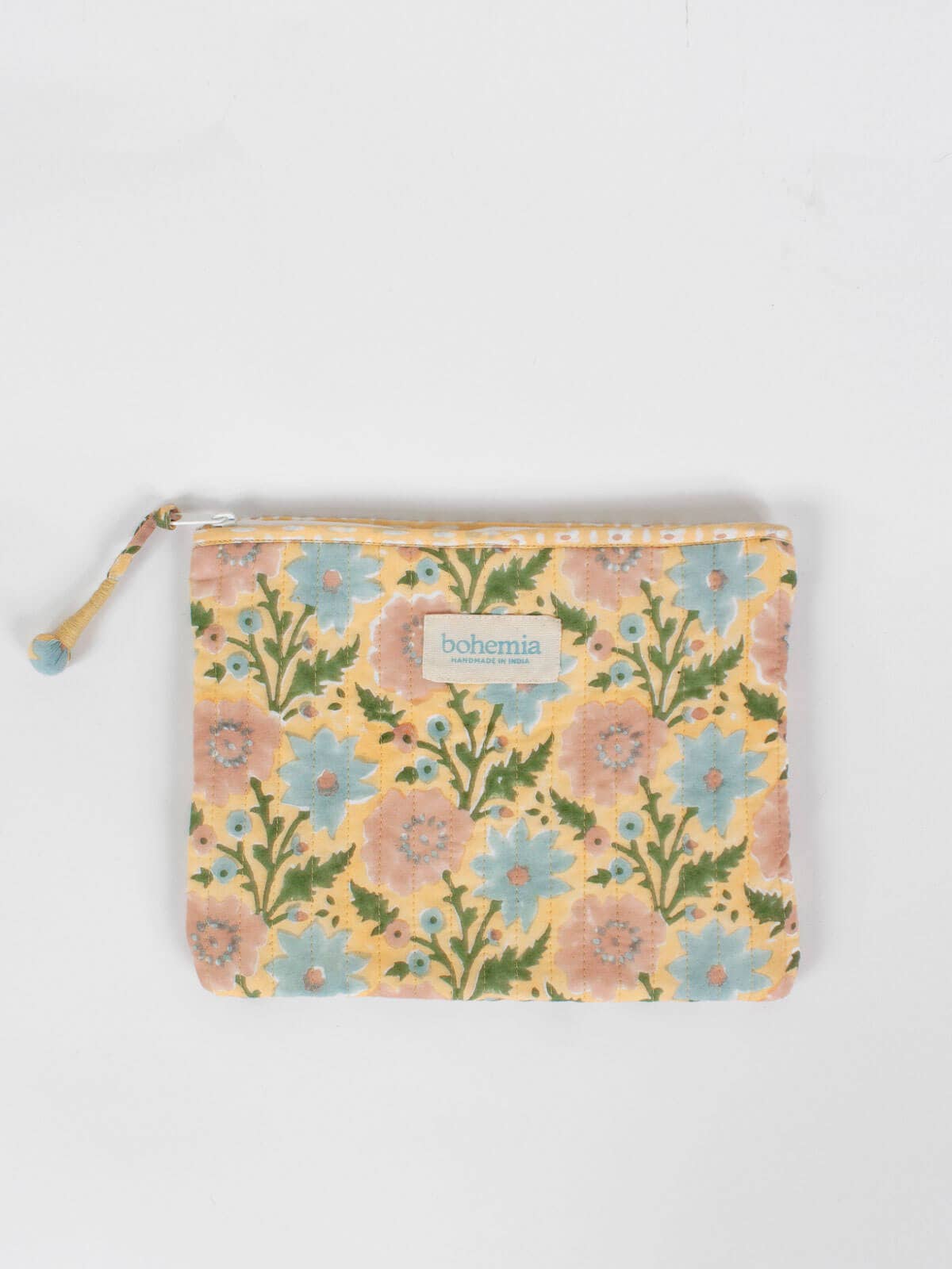 Large Floribunda Zip Pouch, Buttermilk