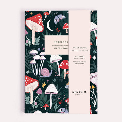 Mushrooms Notebook | Plain Page Journal | Notebooks Autumn Toadstall, Moth, Woodland