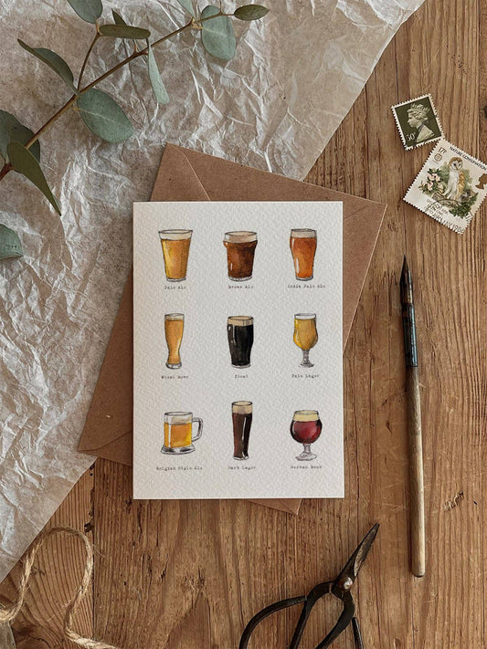 Different Beers Card for Fathers Day or Birthday, Blank Inside
