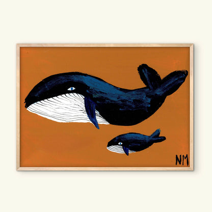 Whale Family One Art Print