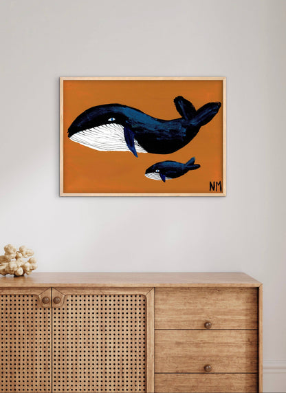 Whale Family One Art Print
