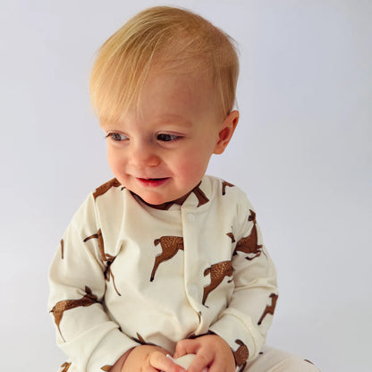 Deer Christmas Organic Cotton Baby Sleep Suit Onesie