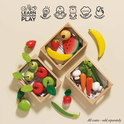 Orchard Fruits Wooden Market Crate Set Children Toddler Toys